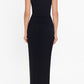 Betsy & Adam Women's Ruffled V Neck Gown Black Size 8