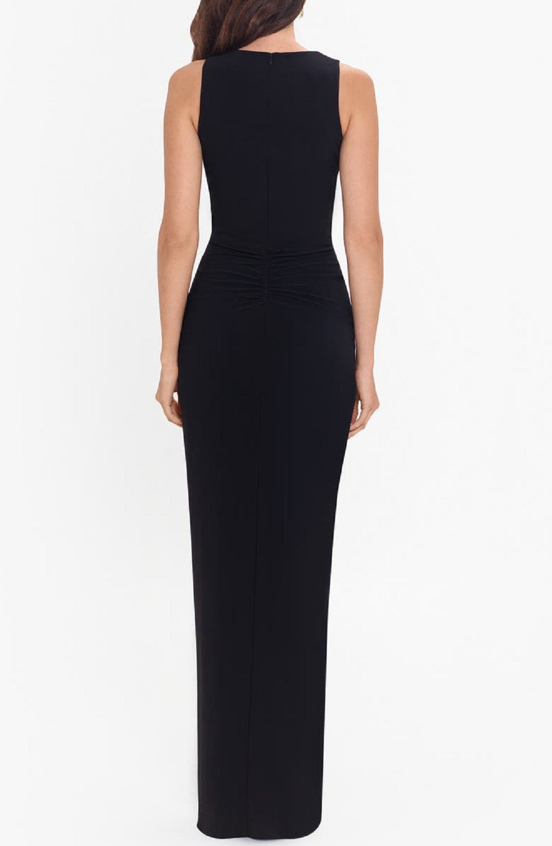 Betsy & Adam Women's Ruffled V Neck Gown Black Size 8