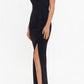 Betsy & Adam Women's Ruffled V Neck Gown Black Size 8