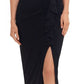 Betsy & Adam Women's Ruffled V Neck Gown Black Size 12
