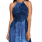 Betsy & Adam Women's Printed Chiffon Halter Gown Blue Size 4