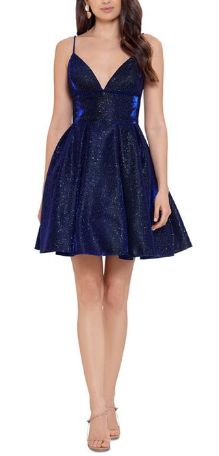 Betsy & Adam Women's Galaxy Fit & Flare Party Dress Blue Size 0
