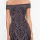 Betsy & Adam Women's Off The Shoulder Glitter Gown Pink Size 6
