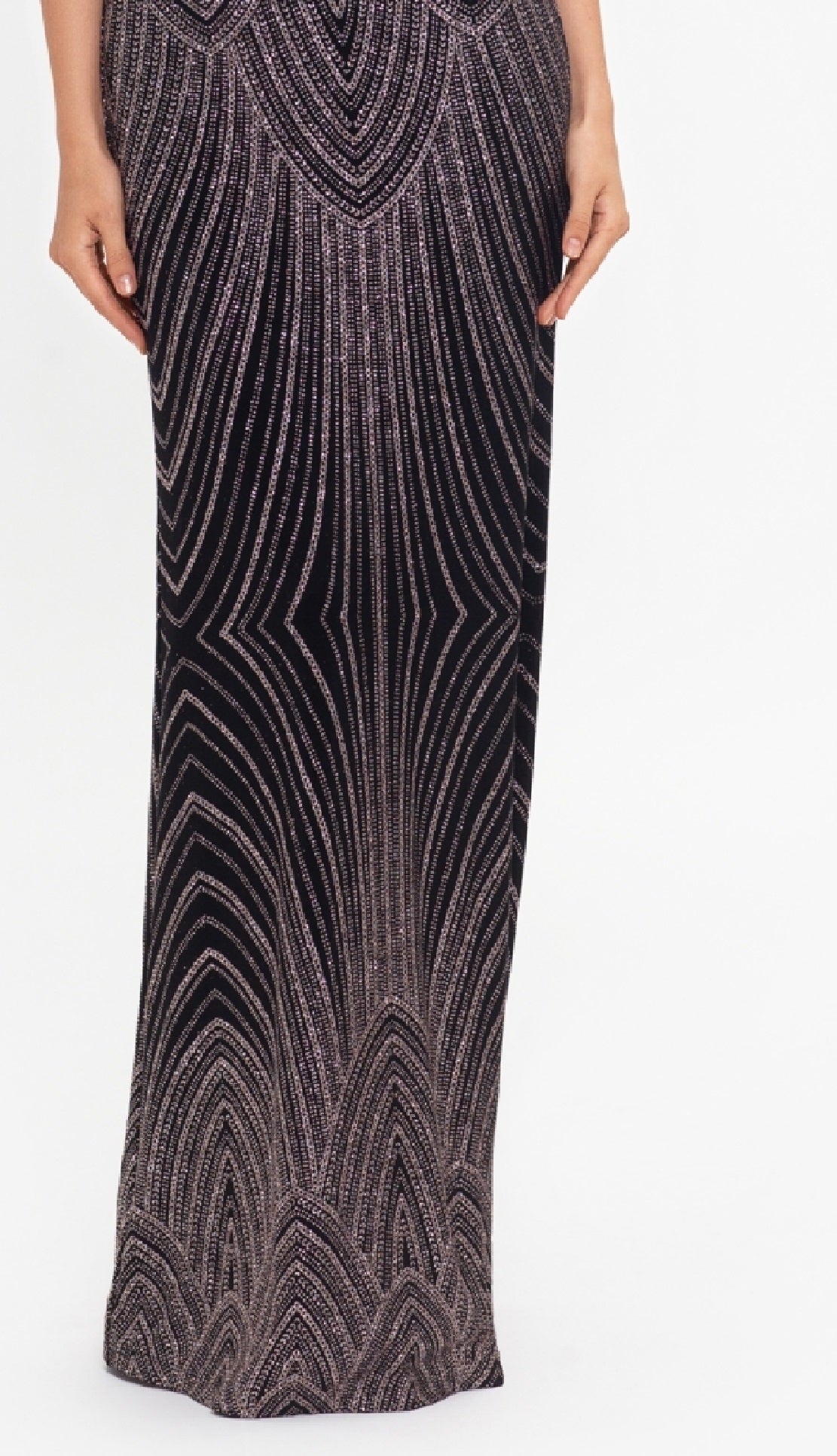 Betsy & Adam Women's Off The Shoulder Glitter Gown Pink Size 6