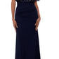 Betsy & Adam Women's Embellished Beaded Overlay Gown Blue Size 4