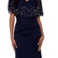 Betsy & Adam Women's Embellished Beaded Overlay Gown Blue Size 4