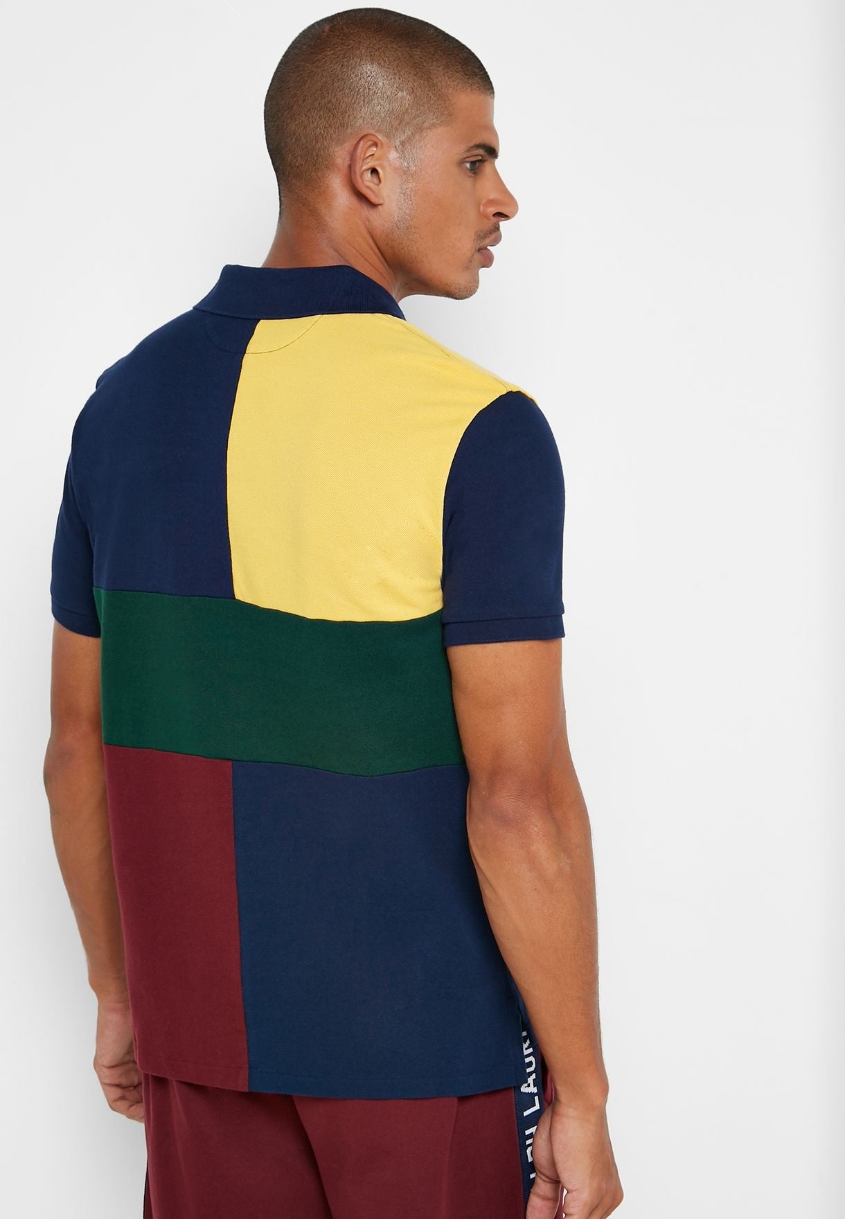 Polo Ralph Lauren Men's Classic Fit Color Block Mesh Polo Shirt Yellow Size Medium