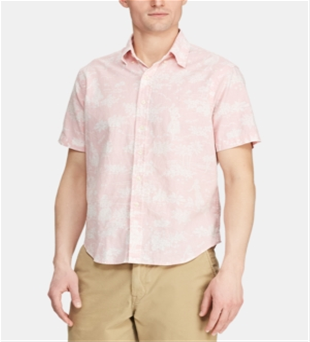 Ralph Lauren Men's Classic Fit Hawaiian Camp Collar Shirt Pink Size Medium