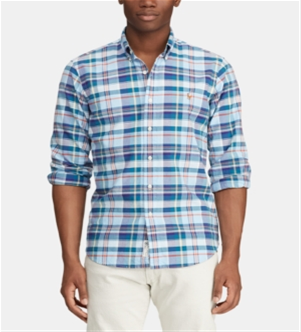 Ralph Lauren Men's Classic Fit Stripe Oxford Shirt Blue Size Medium