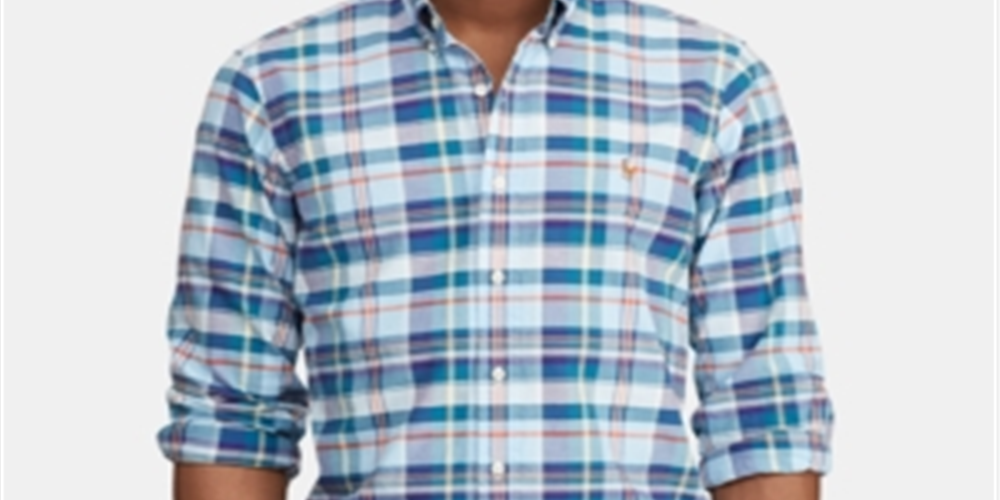 Ralph Lauren Men's Classic Fit Stripe Oxford Shirt Blue Size Medium