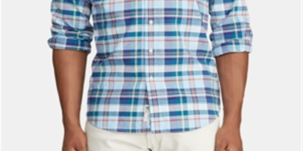 Ralph Lauren Men's Classic Fit Stripe Oxford Shirt Blue Size Medium
