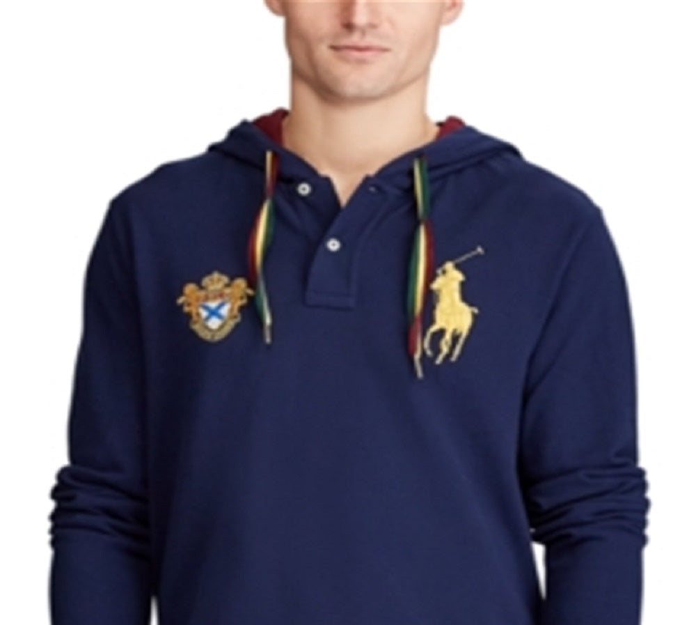 Polo Ralph Lauren Men's Long Sleeve Mesh Hooded Shirt Blue Size Medium