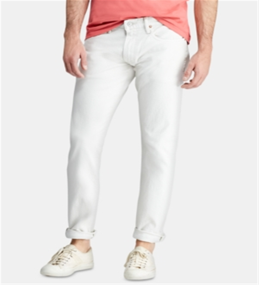Polo Ralph Lauren Men's Slim Straight Stretch Varick Five Pocket Jeans White Size 38X30