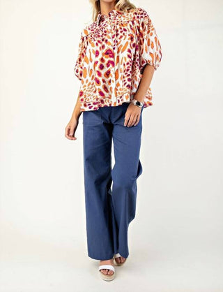 Gigio - Leopard Print Button Down Blouse