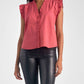 Elan - Sleeveless Ruffle Edge Top