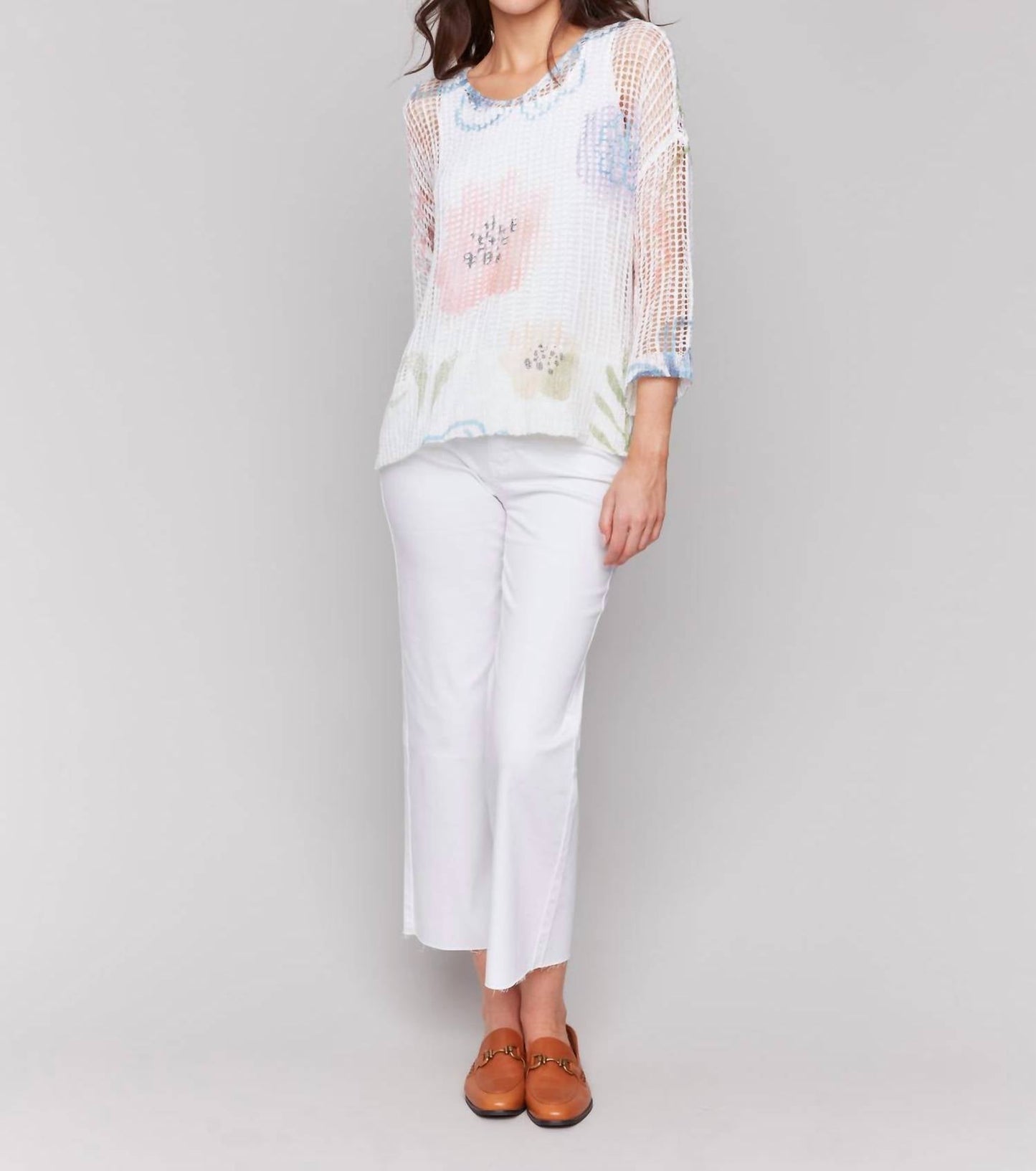Charlie B - Printed Fishnet Crochet Sweater