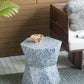 19x19x20" Tapered Blue Garden Capiz Stool, Accent Side Table