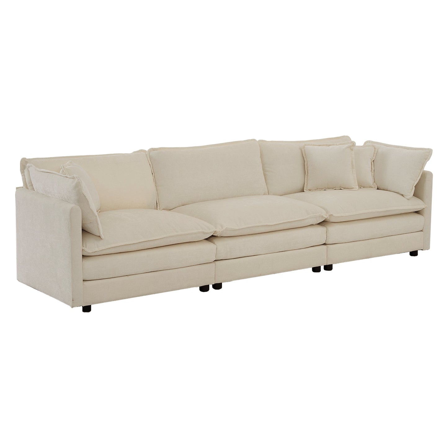 2-Piece Upholstered Living Room Sectional Sofa Set in Beige Chenille