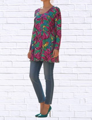 Diva Usa - Sibella Pleated Front Long Sleeve Blouse