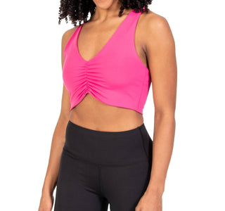 Body Wrappers - Recycled Poly Shirred Front Racerback Sports Bra