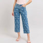 Judy Blue - High Rise Flower Print Crop Wide Jeans