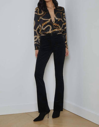 L'Agence - Stevie Velvet Jean with Gold Chain Detail