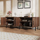 4 Door TV Cabinet with Adjustable Shelves and Storage Spaces