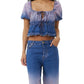 Ganni - Future Denim Puff Sleeve Top