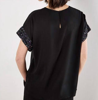 Apricot - Sequin Cuff Chiffon Blouse