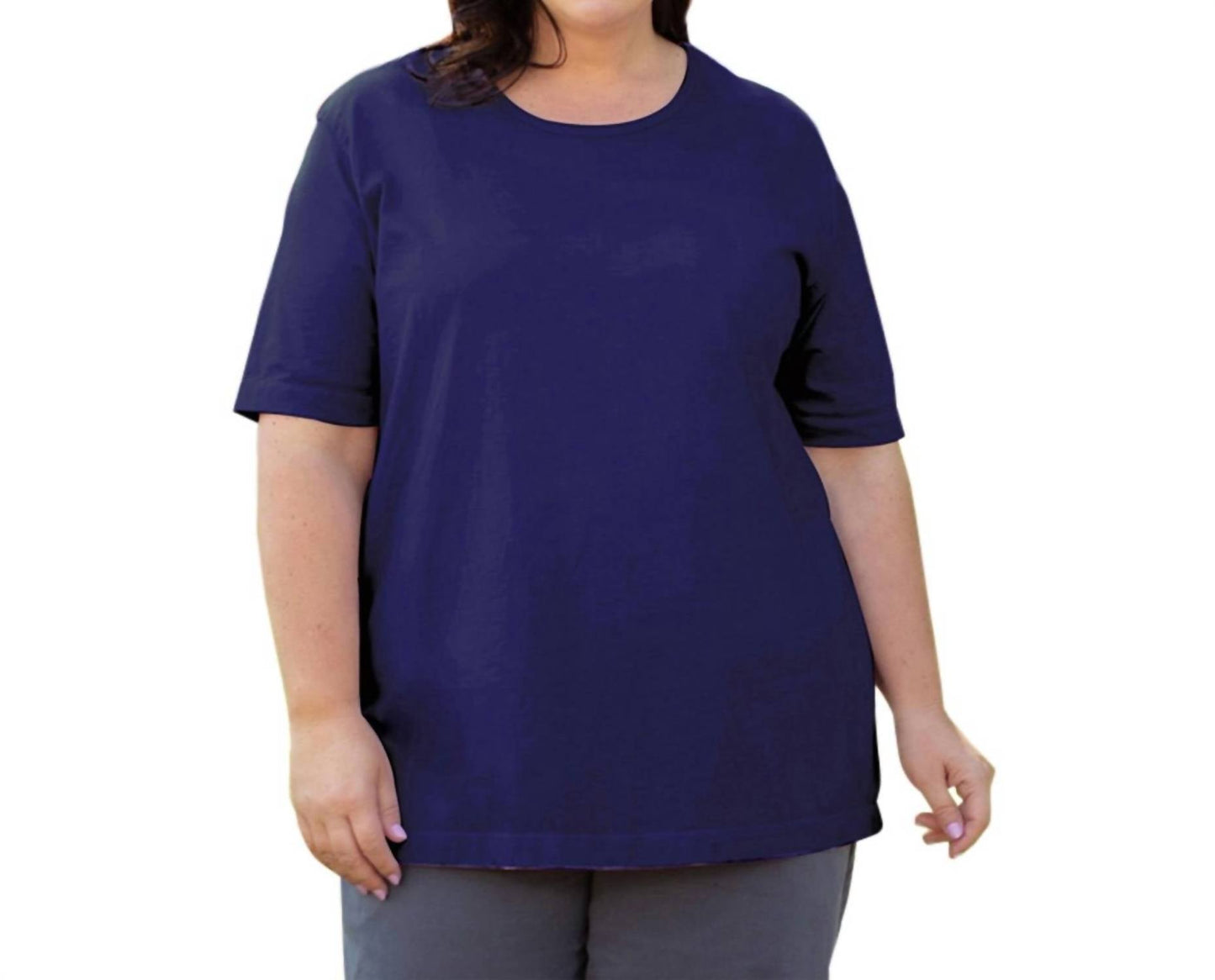 On The Plus Side - Jersey U-Neck Short Sleeve Tee - Plus