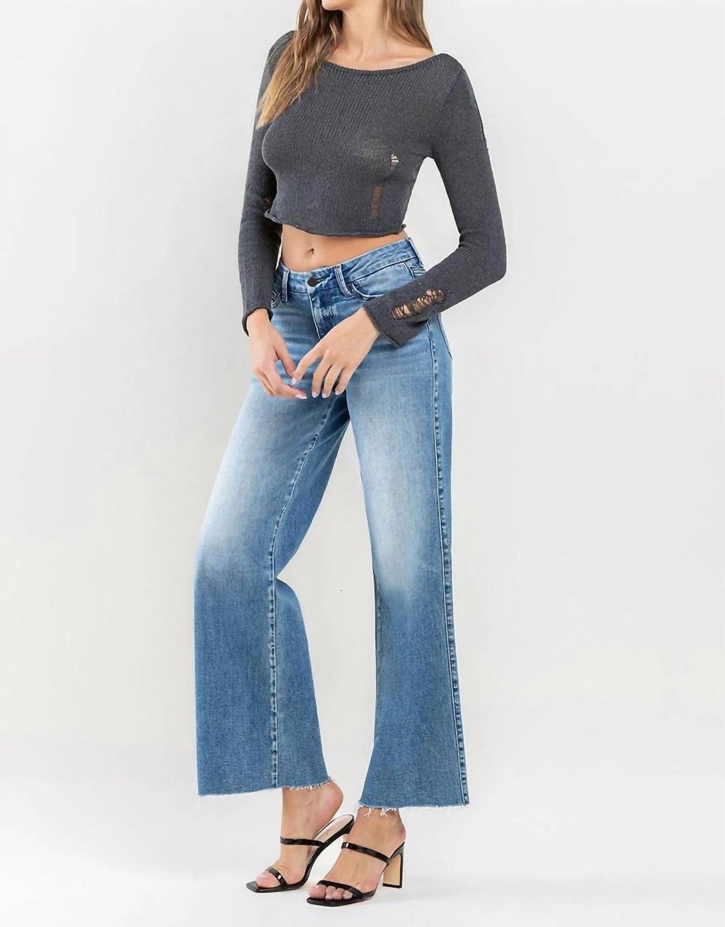 Vervet By Flying Monkey - Olivia Mid Rise Wide Leg Jeans