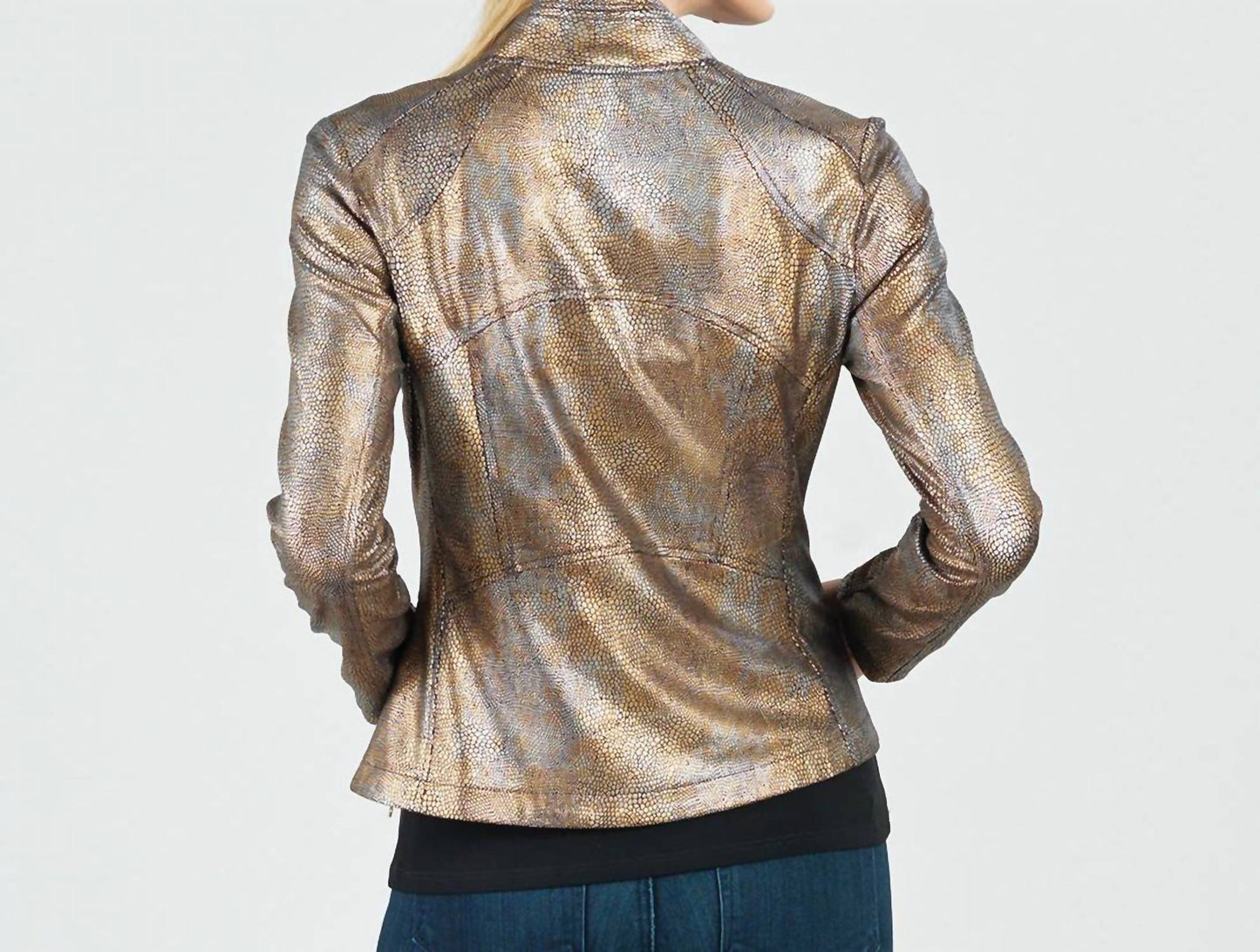 Clara Sunwoo - Metallic Liquid Leather Textured Signature Jacket