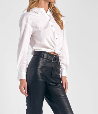 Elan - BUTTON DOWN TWIST FRONT TOP