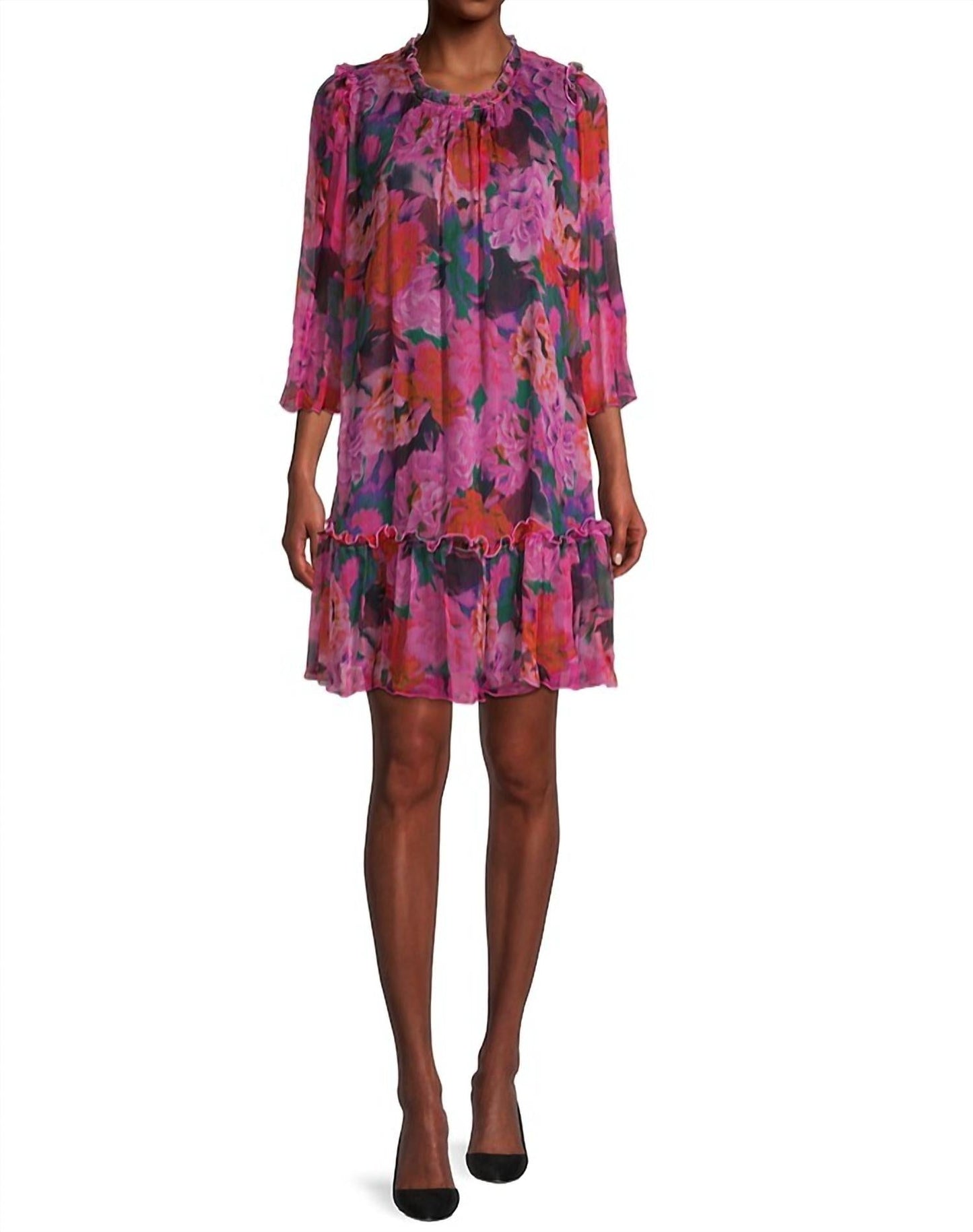 Johnny Was - Johnny Was Women's Visions Mini Dress Pleated Floral Pink