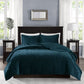 3 Piece Velvet Quilt Set Teal Full/Queen