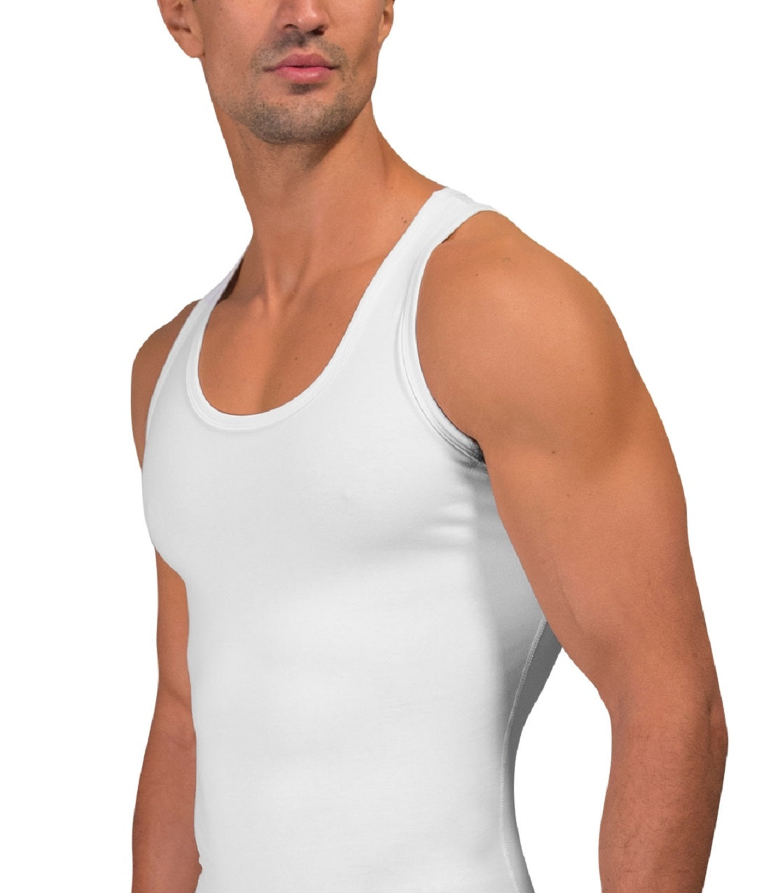 Rounderbum Men's Cotton Compression Tank Top White Size Large
