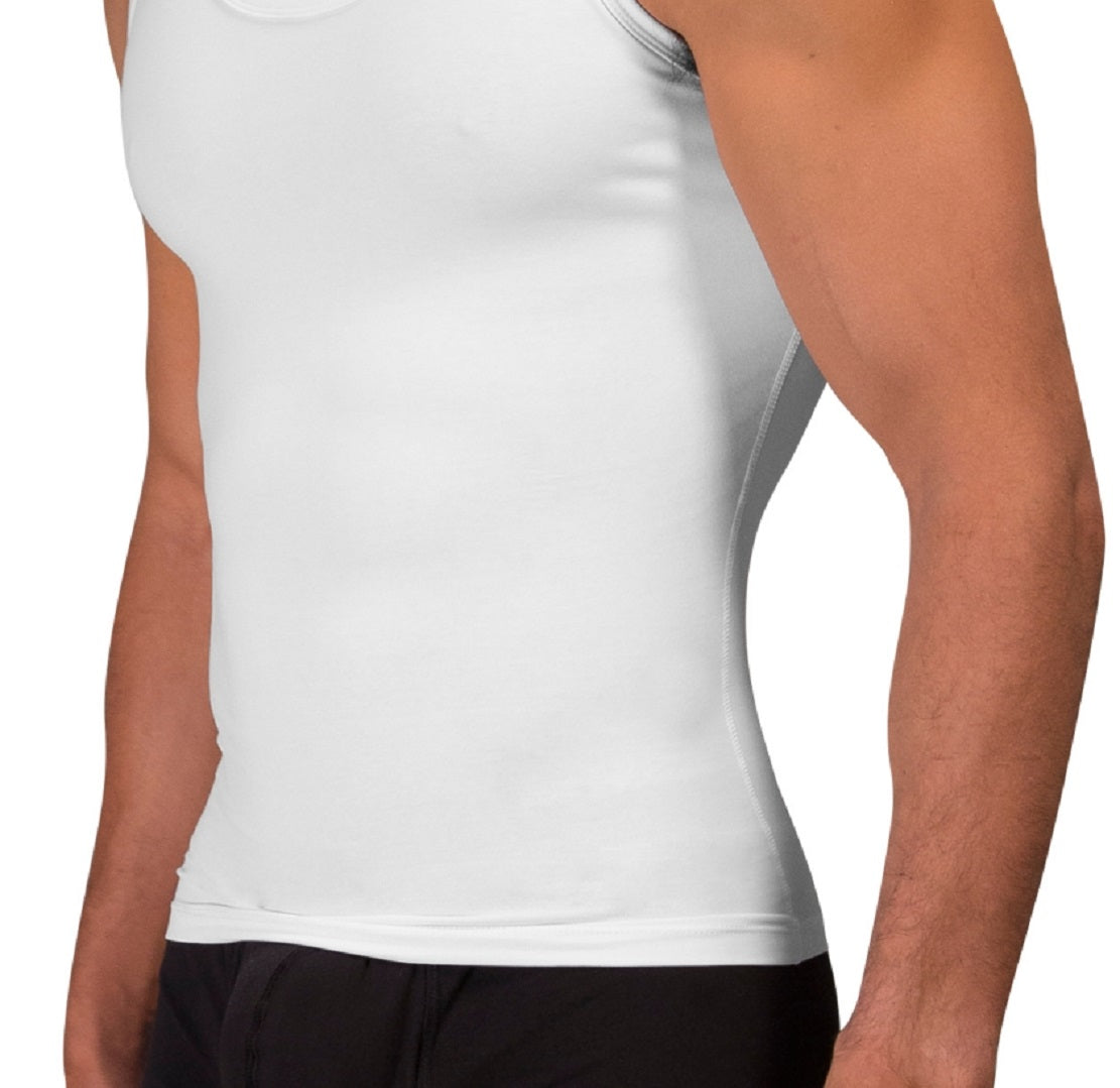 Rounderbum Men's Cotton Compression Tank Top White Size Large