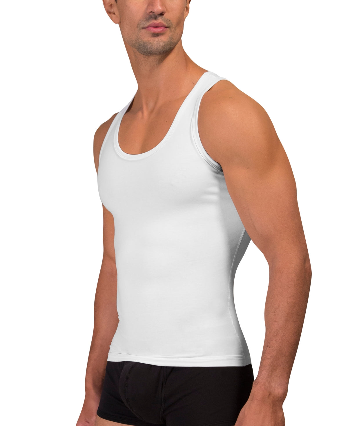 Rounderbum Men's Cotton Compression Tank Top White Size Large