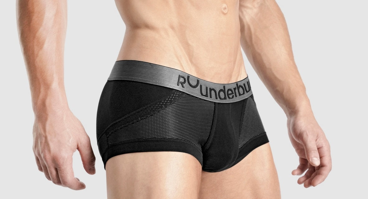 Rounderbum Men's Anatomic Boxer Trunk Black Size Large