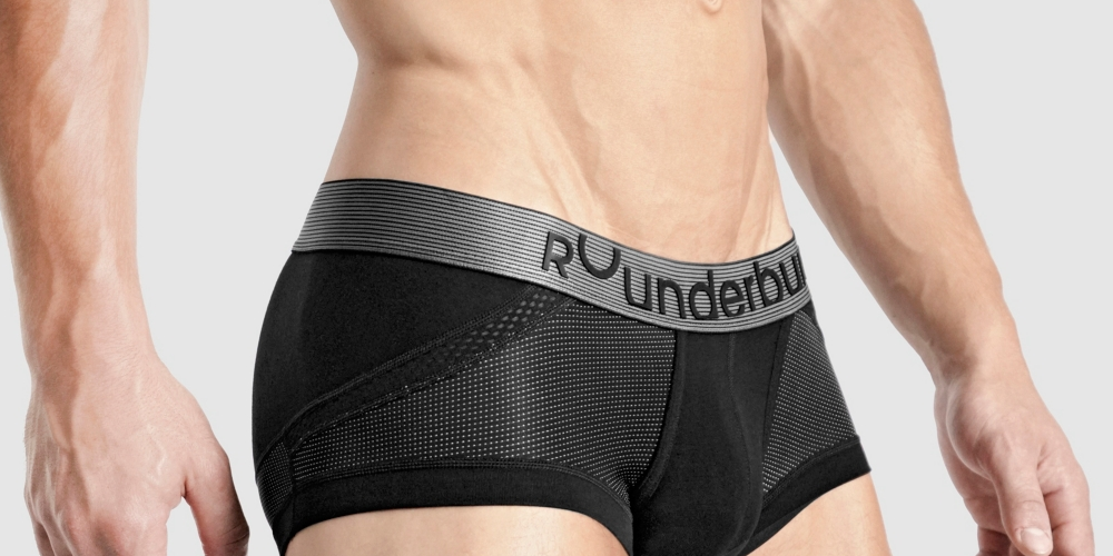 Rounderbum Men's Anatomic Boxer Trunk Black Size Large