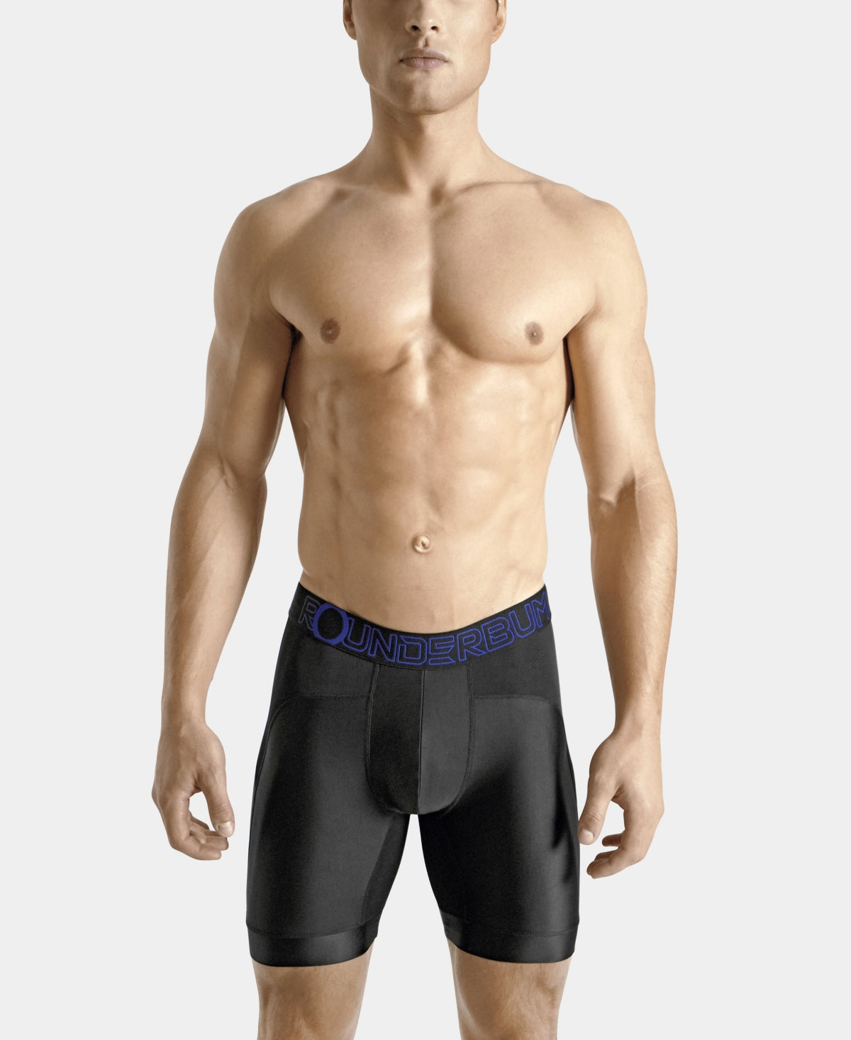 Rounderbum Men's Workout Padded Boxer Brief Black Size Large
