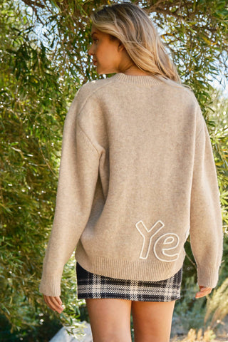 And The Why - Oui and Yes Embroidered Sweater