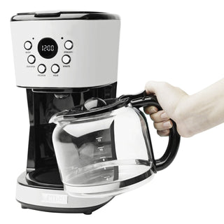 Haden 12 Cup Coffee Maker with 2 Slice Wide Stainless Steel Bread Toaster, White