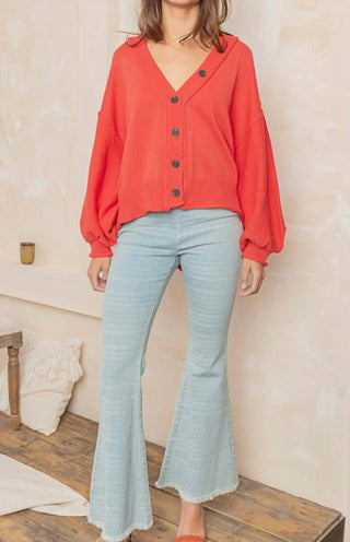 Pol - V-neck Dropped Shoulder Cardigan