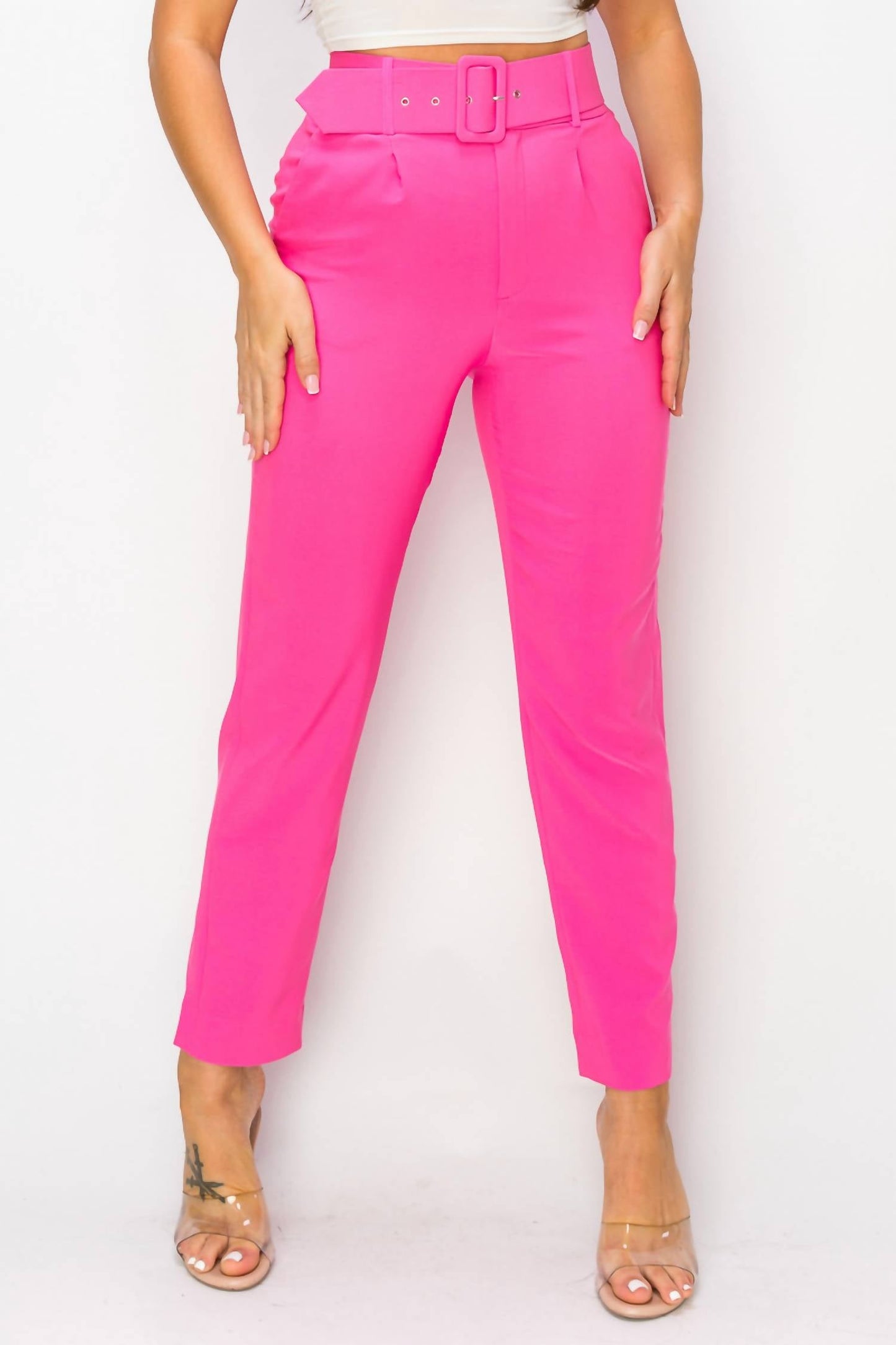 A.C.G. Los Angeles - Ankle Slim Fit Cigarette Pants With Belt