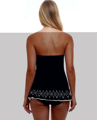 Profile By Gottex - Bandeau Strapless Shirred Laser Cut Swimdress