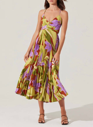 Astr - Blythe Floral Plisse Midi Dress