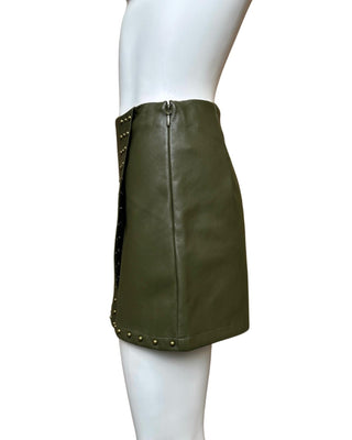 Anniewear - Women's Studded Stretch Faux Leather Wrap Skort