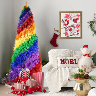 6ft Rainbow Spiral Artificial Christmas Tree – Bold & Colorful Holiday Fun