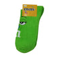 M&M Green Character Face Soft Sock Adult 9-11 Ankle Novelty Candy Chocolate